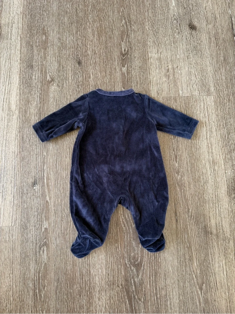 Disney Navy Velour Vintage Baby Footed One-Piece with Winnie the Pooh Patch